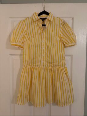 Ralph Lauren Yellow Stripe Poplin Kids Shirt Dress